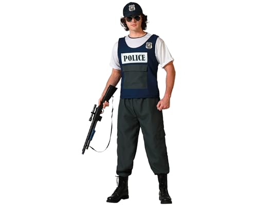 Atosa disfraz policia chaleco azul hombre adulto M