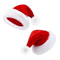 GmwyCzV Lot de 2 Bonnet de Noël en Peluche, Bonnet de Père Noël en Peluche, Chapeau de Père Noëls Adultes, Bonnets de Pères Noëls Avec Confort et Doublure en Peluches, Unisexe