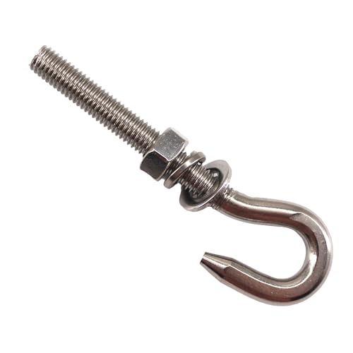 Image of M14 Long Shank Hook Bolts 304 Stainless Steel Round Hooks Eyelet Bolts Ring Screw with Washer and Nut for Yacht Boat Marine Swing Chair Yoga Hammock 2 Pack