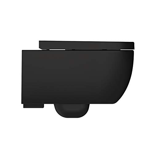 Hänge Wand WC Spülrandlos/RIMLESS Toilette/Schwarz Matt/Keramik/mit Duroplast Softclose WC Sitz, Standard - Image 5