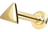 PIERCINGLINE Piercing para la oreja de oro de 14 quilates con corte triangular, color y tamaño a elegir, 1,2 mm Stabstärke / 8 mm Stablänge, Oro 585 de 14 quilates titanio (grado 23)
