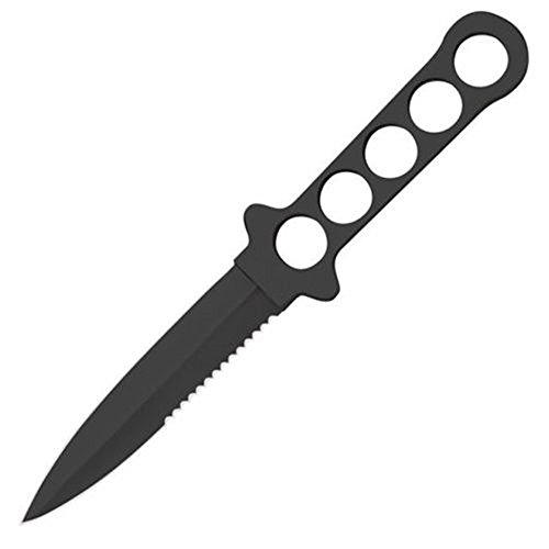 Qiorange Black Dive Knife Ll, All Stainless With Line Cutter, Razor Edge And Leg Strap Sheath，Black Tactical Treasure Ii Dive Knife #TOP1