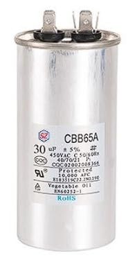 Condensador CBB65 30µF ±5% 450V AC 50/60Hz con 6 Terminales (4+2) - Condensador de Arranque para Compresor Aire Acondicionado y Motor - Anti-Explosión, Alta Calidad 1 Unidad (30uf)