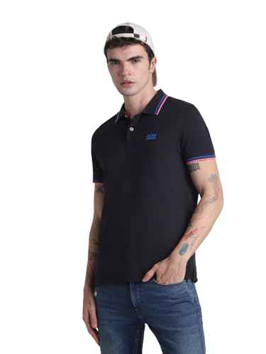 Image of Jack & Jones Men Cotton Solid Slim Fit Polo T-Shirt