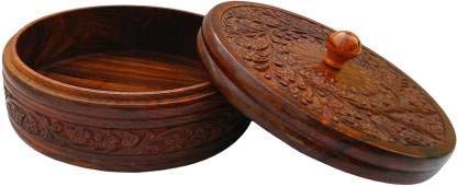 M C MOON CRAFT Hand Work Dark chapati Box/Puri Box/paratha Box 1500 ml for Storage case for Kitchen or Dining Table for Serving to Guests (casserolle) 10 * 6 inch with lid