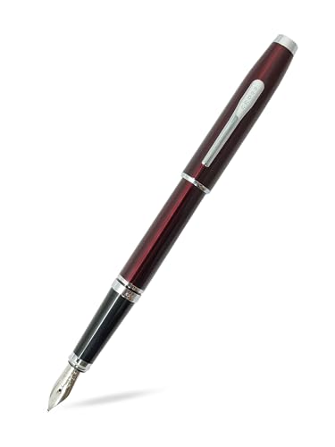 Image of Cross Coventry Red Lacquer Fountain Pen with Polished Chrome Trim - Fine Nib, Refillable, Luxury Gift Box