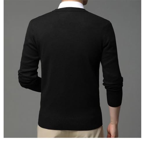 Men V Neck Knit Pullover Autumn-Winter Soft Business Casual Bottoming Sweater4