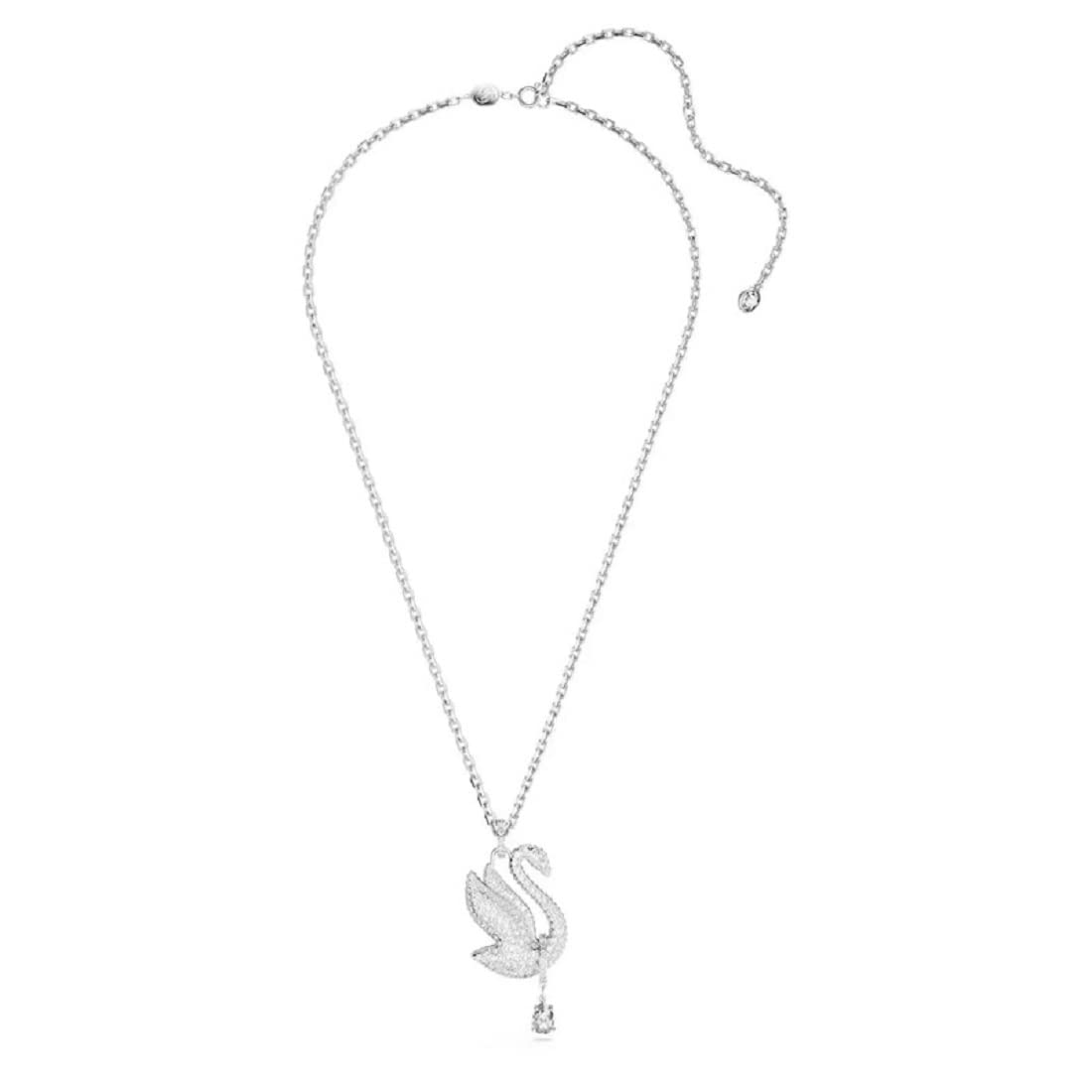 Swarovski Collana Iconic Swan Ciondolo rodiato bianco, lunga