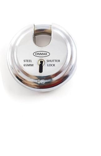 Image of Onmax Steel Regular Shutter Round Lock,65mm Size and 6 levers, Heavy and Pad Lock, for Home, Office and Shop (SRSL65N2) Pack of 5 Pcs Lock 65mm