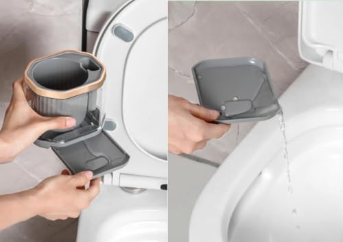 Image of 4 In 1 Toilet Cleaning Brush And Holder Set For Bathroom, Soft Silicone Bristle Toilet Brush, Removable Water Drawer, Ergonomic Long-Handled Toilet Brush (Silicon Brush), Grey