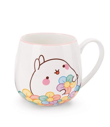 NICI Taza Molang con Flor arcoíris 400ml 8x9cm con banderola Blanco - Taza de té Taza de café Taza de Porcelana Taza asa para Bebidas frías y Calientes, café, té, Leche, Cacao NICI Taza Molang con Flor arcoíris 400ml 8x9cm con banderola Blanco - Taza de té Taza de café Taza de Porcelana Taza asa para Bebidas frías y Calientes, café, té, Leche, Cacao