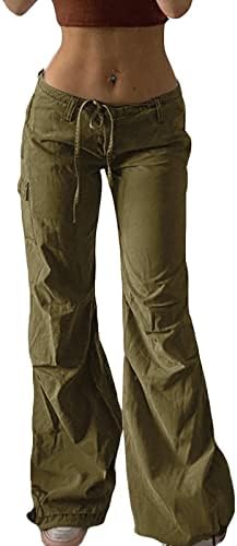 Women's Cargo Pants Solid Color High Waist Overalls Pants with Multi-Pockets Loose Ladies Casual Lounge Pants Trousers (Medium, Army Green)