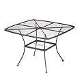 Four Seasons Courtyard Sleek Contemporary 42 Inch Outdoor Steel Mesh Square Top Bistro Style Patio Dining Table with Tapered Legs, Black
