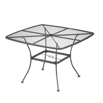 Four Seasons Courtyard Sleek Contemporary 42 Inch Outdoor Steel Mesh Square Top Bistro Style Patio Dining Table with Tapered Legs, Black