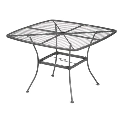 Four Seasons Courtyard Sleek Contemporary 42 Inch Outdoor Steel Mesh Square Top Bistro Style Patio Dining Table with Tapered Legs, Black Cover