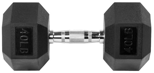 Fitvids Rubber Encased Hex Dumbbell in Pairs or Singles, Black by Fitvids - Image 2