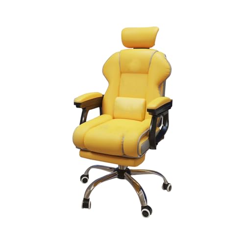 YbiOK ゲーミングチェア オフィスチェア デスクチェア パソコンチェア ワークチェア 多機能性 リクライニング 回転高さ調整肘掛け調整 キャスター付き 椅子 快適座り心地 多機能性 読書 学習 仕事 在宅勤務 (イエロー)