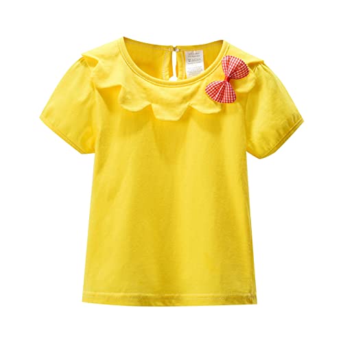 Crop Top for Girls 7to8 Under 5 Sleeve T Casual Outing Holiday 1 to 10 Years Crop Top for Girls 7to8 (Yellow, 3-6Months)