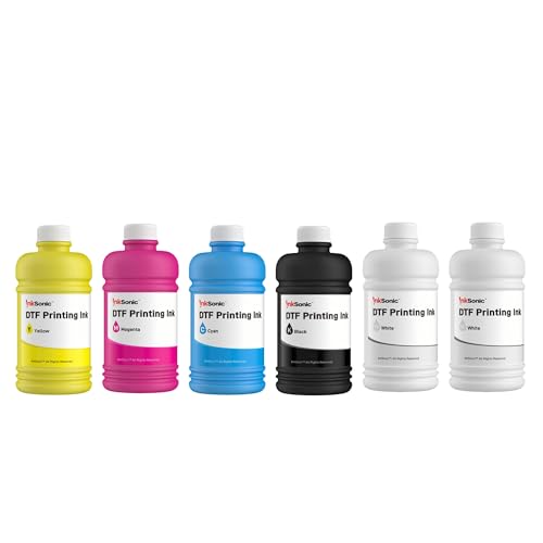 Image of InkSonic 1500ML DTF Ink, Premium DTF Transfer Ink for PET Film, Refill, Compatible for DTF Printer L1800, R1390, L805, L800, DX7, XP600, I1600, ET-8550, XP15000, Direct to Film (250ml x 6, CMYKWW)