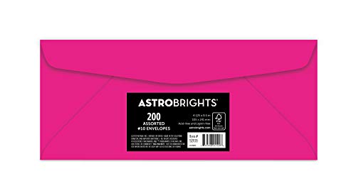 Astrobrights Color #10 Self-Seal Envelopes, 4.125" X 9.5", 24 Lb/89 Gsm, "Happy" 5-Color Assortment, 200 Pack (92109), Yellow,Orange,Green #TOP2