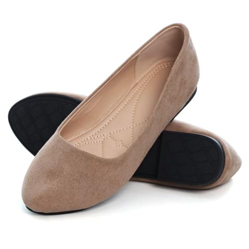 Image of Dear Time Women's Flats Comfortable Slip On Ballet Flats Soft Solid Casual Shoes