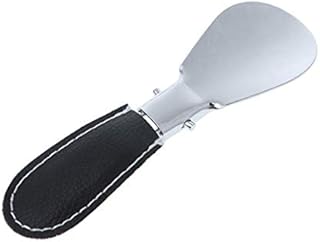 U/K PULABO Durable Foldable Portable Metal Shoe Horn with Stainless Steel Faux Leather, Black, Very practical and sturdy