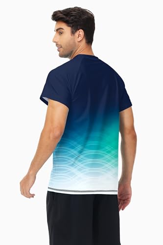 Image of AOBUTE Mens Swim Shirts Short Sleeve UPF 50+ Sun Shirt Quick Dry Rash Guard Fishing Swimming Shirt