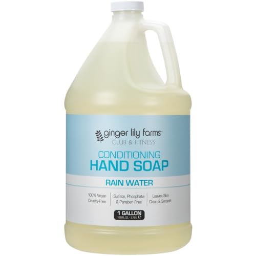 Ginger Lily Farms Club & Fitness Conditioning Liquid Hand Soap Refill 100% Vegan & Cruelty-Free Rain Water Scent 1 Gallon (128 fl oz)