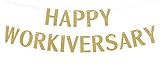 Gold Glitter Happy Workiversary Banner - Work Party Office Party Hanging Letter Sign, Happy Work Ann