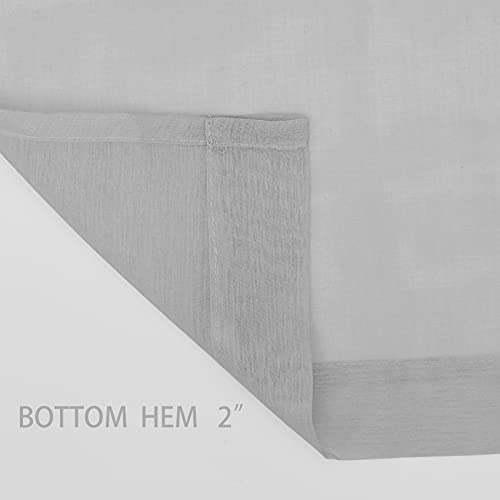 Upopo Grey Sheer Curtains 80 Inches Long Living Room Kitchen Dining Curtain Sheers Basement 2 Panels Voile Transparent Bedroom Drapes Linen Textured Rod Pocket Window Treatment Set #TOP5