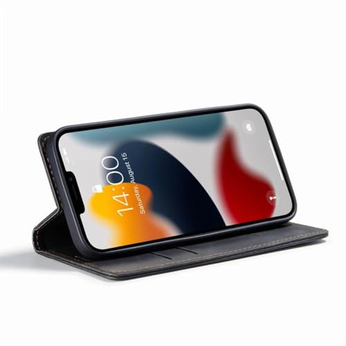 Étui portefeuille en cuir pour iPhone 14 Pro Max housse de sac antichoc marron