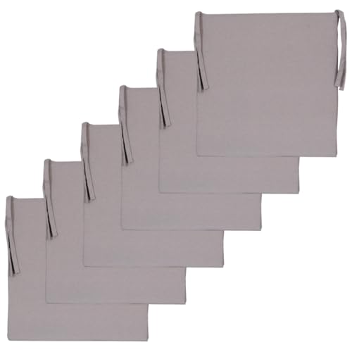 Atout Ciel Lot de 6 Galettes de Chaise Unies carrées 40x40cm, Gris