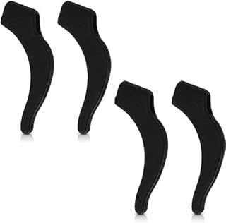 4 قطع من خطافات الاذن المضادة للانزلاق من السيليكون للنظارات، حامل مرن للنظارات، اكسسوارات النظارات، خطافات حامل غير قابلة للانزلاق للنظارات الرياضية واطراف الذراع والاذن، اسود