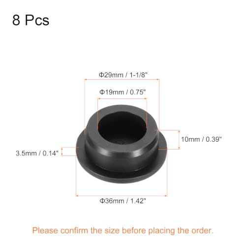 Image of MECCANIXITY 8pcs T-Shaped Silicone Plugs 29mm 1-1 /8 Inch Dia Snap in Plug Hole Seal Cover Round Rubber Stopper for Kitchen Rubber Bulkheads Waterproof Sealing Plugs Black