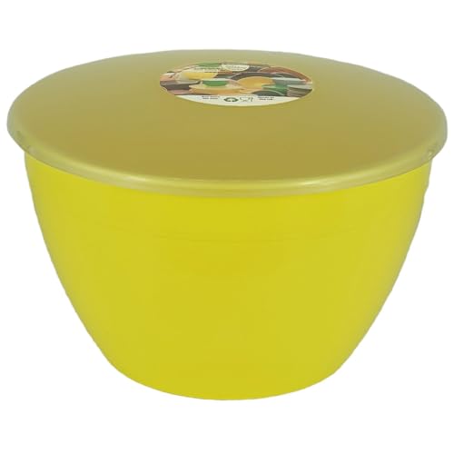 Just Pudding Basins 4 Pint Large Bowl with Lid for Steaming and Mixing Durable Plastic Dishwasher Safe Colour Yellow