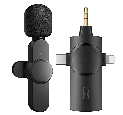 AIKELA Wireless Microphone for iPhone/Android/Camera/PC, Mini Wireless Lavalier Lapel Mic for Recording YouTube Facebook TikTok, Vlog, Interview Video, Live Streamï¼Plug-Play, and Noise Reduction