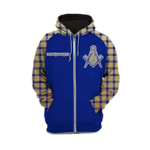 3D Freemasonry Masonic Quick-Dry Breathable Jacket Soft Comfortable Retro Full Zip Hoodie Coats for Men