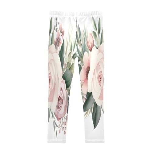Bolaz Toddler Girls Leggings Printed Yoga Pants Leggings Pink White Flower for Kids2