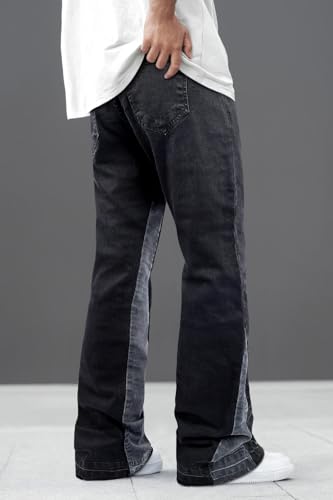 GINGTTO Men's Slim Fit Jeans Flared Stacked Denim Pants Hip Hop Streetwear4