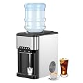 CHEFJOY Water Dispenser with Ice Maker, 3 in 1 Countertop Ice Machine with Safety Lock, 3-5 Gallon Bottle Water Cooler for Office Home, 48Lbs/24H, 12 Ice Cubes
