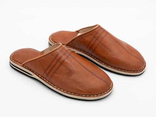 Moroccan babouche shoe | Leather slipper | Unisex Handmade Babouches slippers Dyed With Natural Color | babouche men | babouche women (43 EU, Camel)4