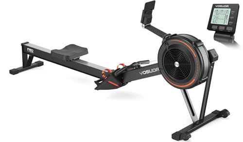 YOSUDA R2 Rowing Machine for Home, Professional Adjustable Air Resistance Rower Machines with Self-Powered Monitor, 53.7'' Row Rail, Ergonomic Comfort Seat, Easy Storage