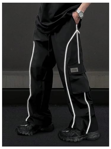 GORGLITTER Men's Stacked Y2k Sweatpants Baggy Wide Leg Track Pants with Flap Pocket4