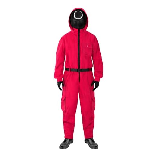 Funidelia Disfraz Oficial El Juego del Calamar Netflix para Hombre y Mujer con máscara círculo, Mono Squid Game para Adulto, Disfraces de Carnaval, Halloween y Fiestas – Talla S - M