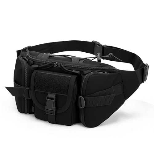 flintronic Taktische Bauchtasche Herren, Molle Tasche Taktische, wasserdichte Gürteltasche für Outdoor-Reisen, Bergsteigen, Camping, Wanderung (Schwarz)