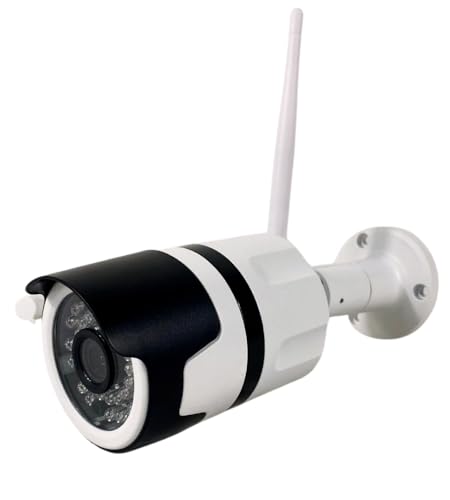 Generico Telecamera Wi-Fi Esterno 1080p, IP Videocamera di Sorveglianza con Visione Notturna, Rilevamento di Movimento IP66, Microfono, Registrazione su SD, Applicazione IOS/ANDROID 1 Antenna
