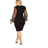 SheIn-Womens-Plus-Size-Elegant-Mesh-Contrast-Pearl-Beading-Sleeve-Stretchy-Bodycon-Pencil-Dress SheIn Women's Plus Size Elegant Mesh Contrast Pearl Beading Sleeve Stretchy Bodycon Pencil Dress Black XX-Large Plus