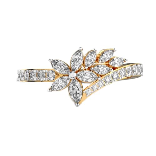 Bague argent 925 fleur immaculée luxe fait main plaqué or moissanite