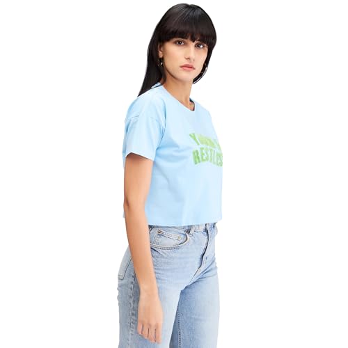 Image of Spykar Women's Letter Print Boxy Tshirt
