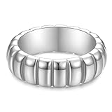 Aotiwe Ring Edelstahl Hochzeit, Freundschaftsringe Silber Wellenring 6mm Silber Ringe...